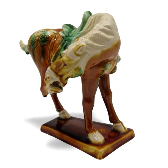 Vintage Tang Style Sancai Drip Glaze Ceramic Chinese War HORSE Figurine - Picture 5 of 10